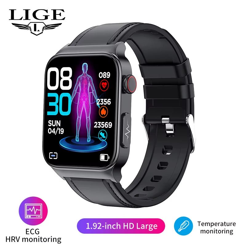 Revolutionary Health & Fitness Smartwatch: Advanced ECG, PPG, and Body Temperature Monitoring with IP68 Waterproof Design.