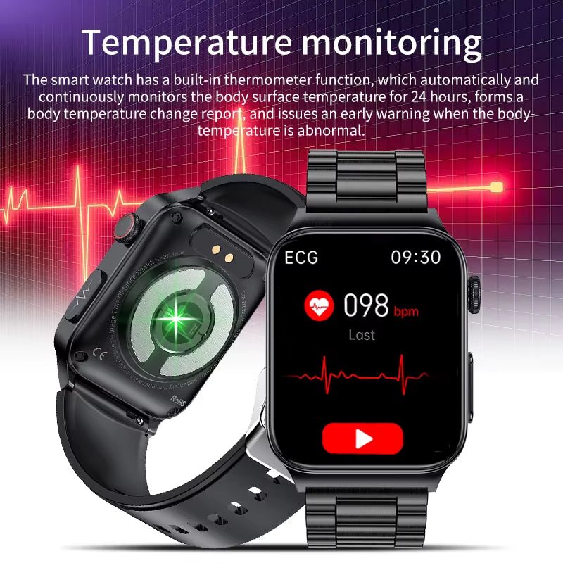 Revolutionary Health & Fitness Smartwatch: Advanced ECG, PPG, and Body Temperature Monitoring with IP68 Waterproof Design.