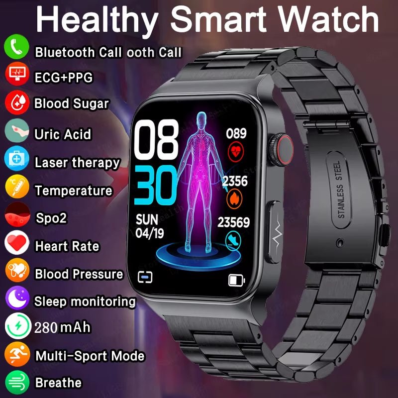 Revolutionary Health & Fitness Smartwatch: Advanced ECG, PPG, and Body Temperature Monitoring with IP68 Waterproof Design.